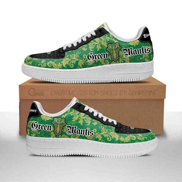 

diy anime shoes black clover magic knights squad green mantis sneakers casual running sport walking lightweight tennis