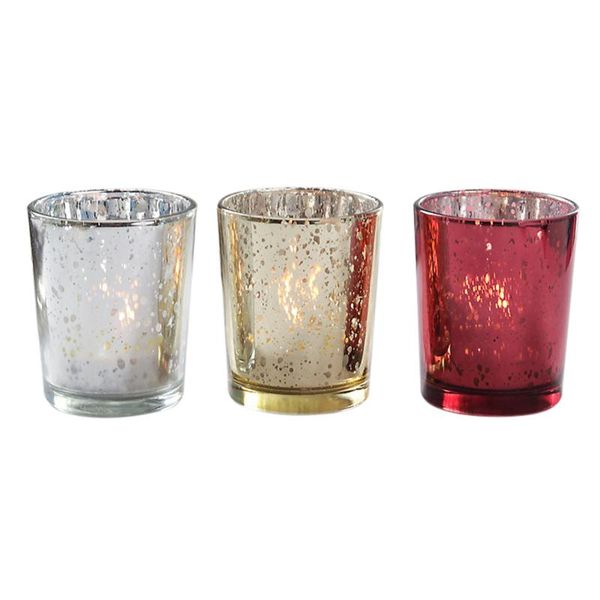 

candles 3pcs christmas candle decors electroplated glass cups
