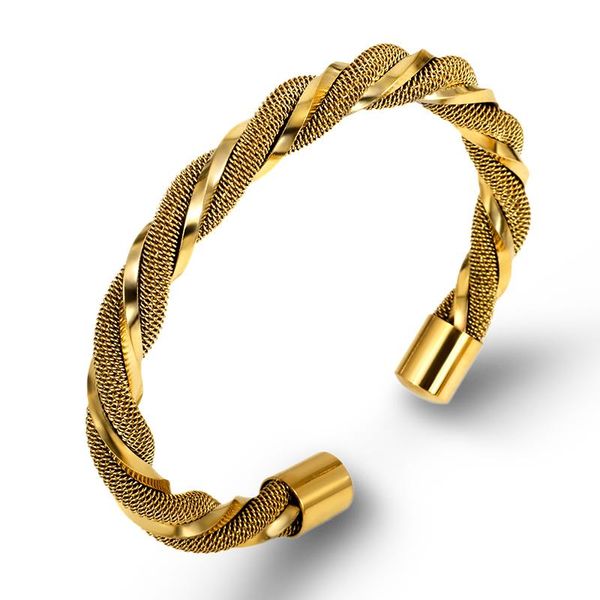 

bangle 2021 fashion stainless steel cable twist bracelet three colors for women and men vintage charm wholesale jewelry, Black