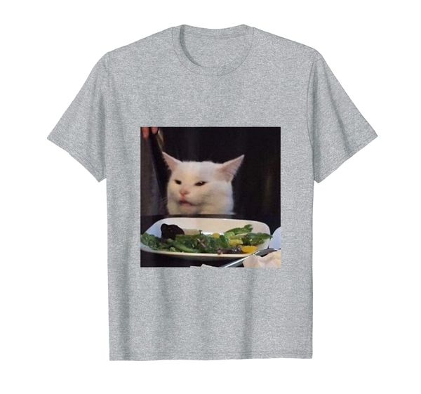 

dinner table cat meme funny internet yelling confused gift t-shirt, White;black