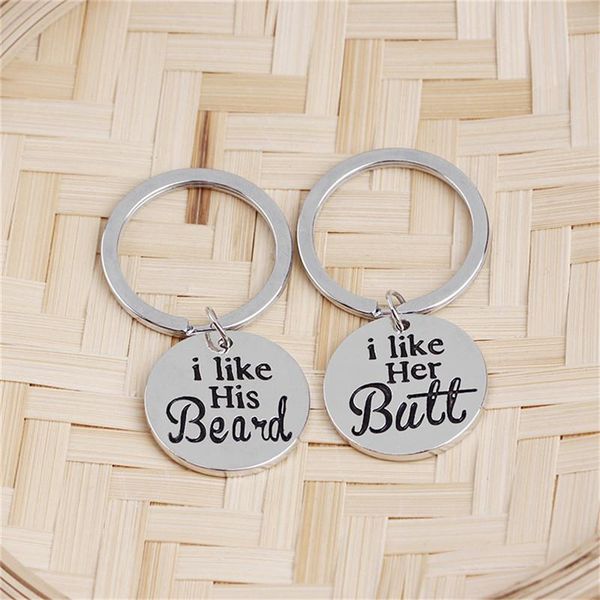 

keychains stainless steel drive safe letter keychain i like her his key ring car chain for lovers couple gifts metal, Silver