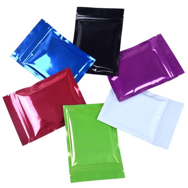 

gift wrap 100pcs glossy colorful aluminum foil heat sealing tear notch reusable packaging bag zipper beans storage