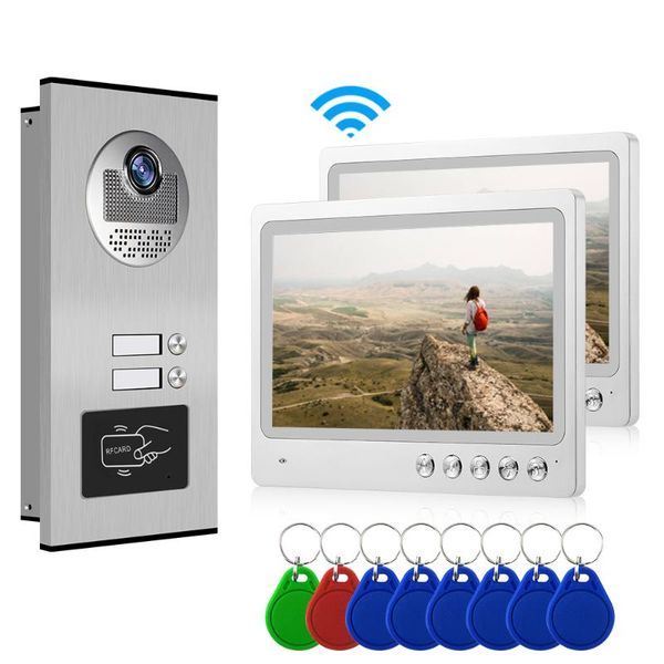 

video door phones intercom system kit apartment family app remote control access 9" monitor wifi phone doorbell rfid camera audio