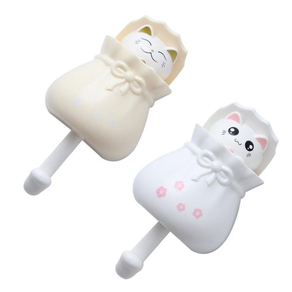 

hooks & rails 2pcs coat lovely cat shape punch adhesive utility wall decor