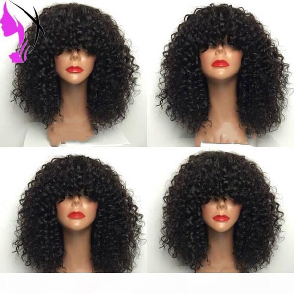 

black brown red purple pink gey afro kinky curly synthetic lace front wig glueless short lace front wig with bangs for black white women