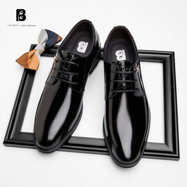 

busins drs leather sho men's british casual korean versatile wedding, Black