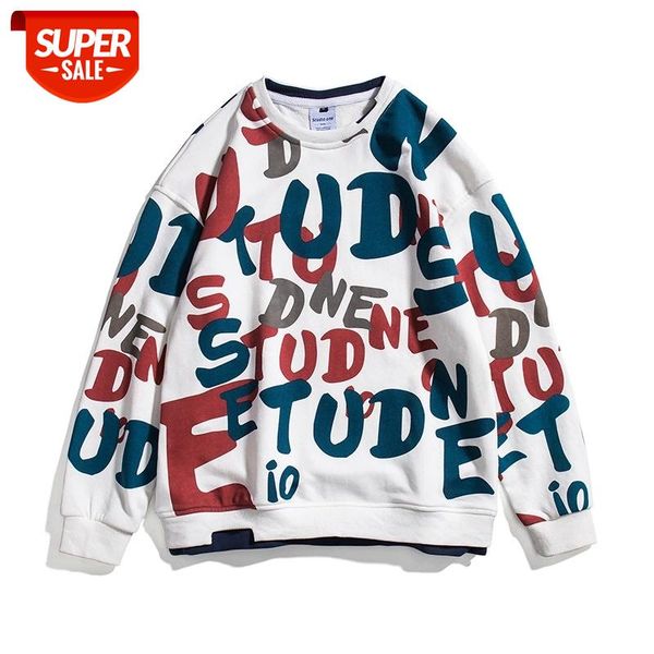 

seveyfan men's hip hop sweatshirts fake two pieces letters printed hoodies pure cotton pullover for male #gq2y, Black