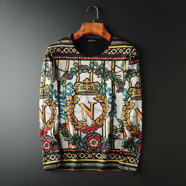 

2021 autumn new product retro ice silk long-sleeved man's t-shirt thin pullover jacket trend deep-personality shirthz9r, White