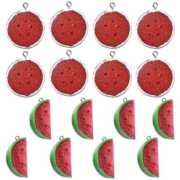 

charms 16pcs/box fruit watermelon resin pendants for necklace earrings keychains diy jewelry making findings 2 styles, Bronze;silver