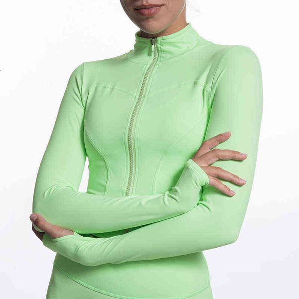 

women's t-shirt long sleeve yoga nylon nude fitns cloth in autumn and winter women's zipper stand collar tight et, White