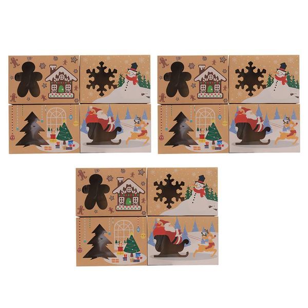 

gift wrap 12pcs christmas pattern packaging box large capacity bakery packing colorful for cookies snack