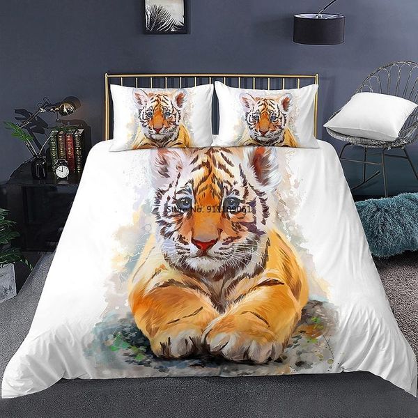 

bedding sets cute animals tiger 3d printed bedclothes duvet cover bed twin//king size set for adults large bedspread pillowcase