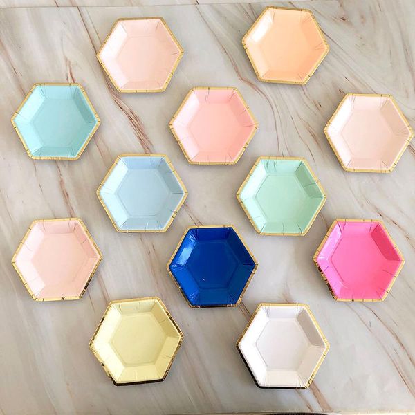 

10cm mini plate party paper plates disposable tableware birthday party wedding decor kids supplies pink plates 8pcs/lot