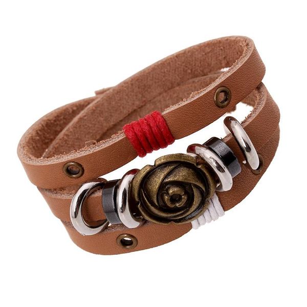 

tennis vintage multi rolls charming rose women bracelets single strand genuine leather female wristband bangles jewelry accessories, Golden;silver