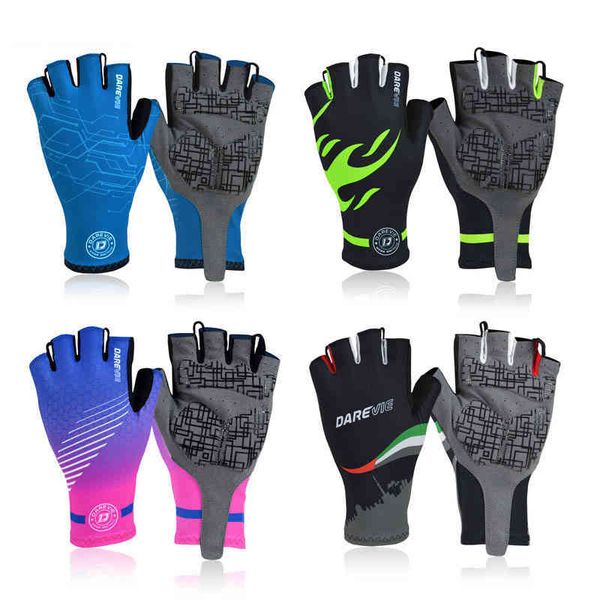 

darevie half finger cycling 2022 gel pad shockproof breathable 4 color bike biking gloves road mtb equipment, Blue;gray