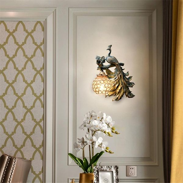 

wall lamps american retro peacock lamp home decor loft living room corridor restautant indoor lighting sconce