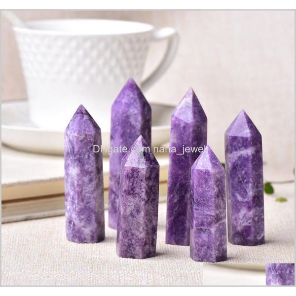 

1pc natural crystal point lapidolite healing obelisk purple quartz tower ornament for home decor reiki energy stone pyra qylvgm 1goo1 xdeng, Black