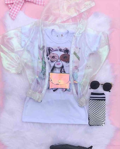 

1-9years fashion girls clothing sets toddler baby girls sun protect jacket cartoon print short sleeve dress kids casual outfits, White