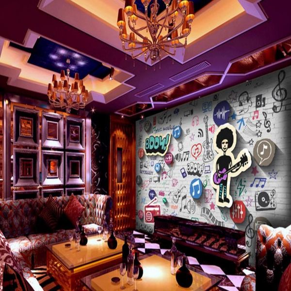

wallpapers drop po wallpaper custom white brick wall music symbol modern ktv background mural bedroom studio mall
