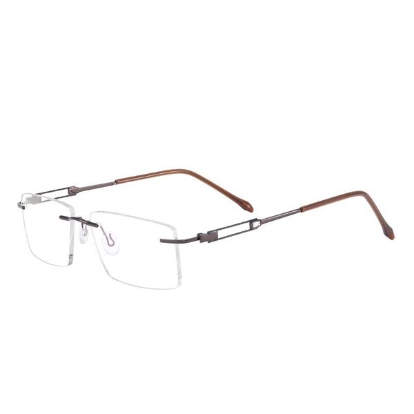 

fashion sunglasses frames metal lightweight rectangular rimless men and women optical spectacles frame for myopia prescription lenses, Black