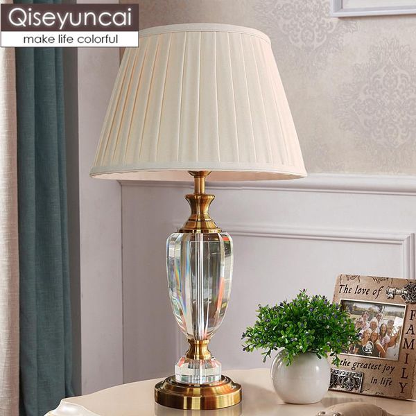 

table lamps high-grade crystal lamp living room bedroom american style simple k9 decoration