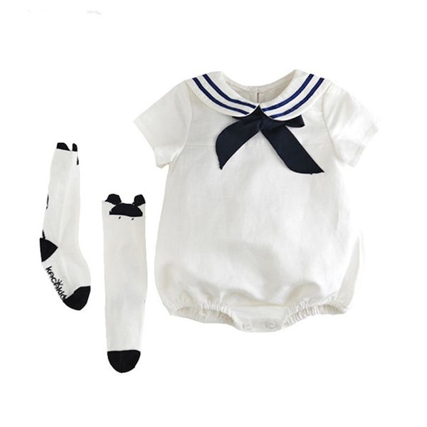 Новорожденная детская одежда 100% хлопок Shortsleeeave Baby Romber Летний моряк малыша комбинезон младенческие мальчики девушки ползунки одежды одежды 210317
