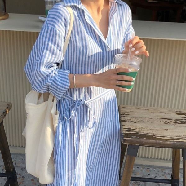 

2021 new women's striped cotton linen shirt , loose, casual, large, long sleeve, lapel, collection of spring and summer yn2k, Black;gray