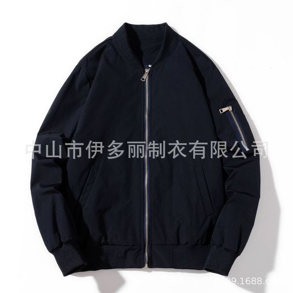 

2021 autumn men's et baseball et zip cardigan custom made, Black;brown