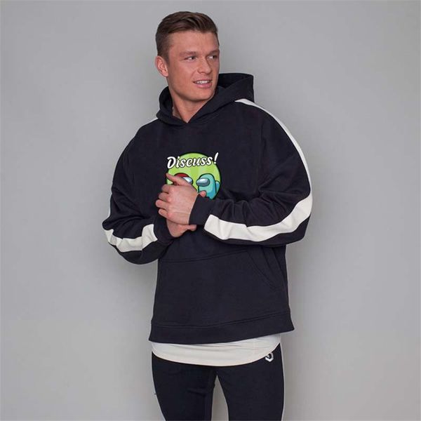 

men's hoodies & sweatshirts quality brand hoodie fall/winter 2021 hip hop street pullover sweatshirt printed men, Black