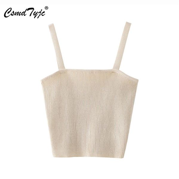 

women's tanks & camis women cool yellow vest bare midriff sleeveless t-shirt 2021 summer beach knitted crop top, White