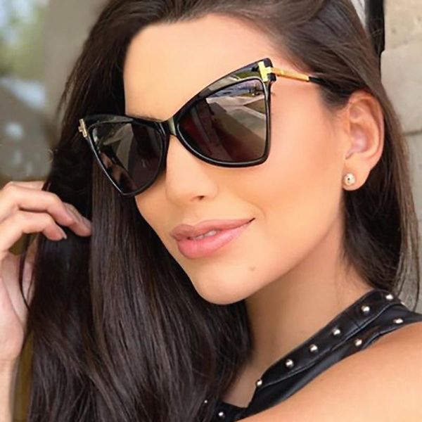 

sunglasses triangle sun glasses for women 2021 brand designer cat eye t-shaped vintage all-match fashion trend high quality, White;black