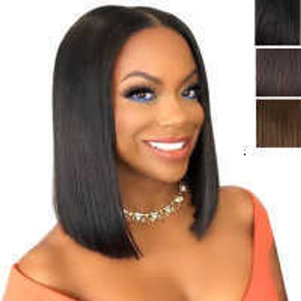 

wig bobhead chemical fiber high temperature silk women's medium split short straight hair style, Black