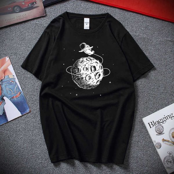 

great goods demandastronaut in space travel printed cotton men's women's summer t-shirt fashion origin style european size, White;black