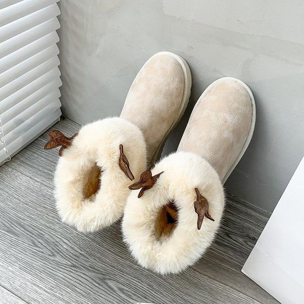 

boots snow women's 2021 autumn and winter plus velvet thick cotton shoes bottom flat non-slip warm q12-10, Black