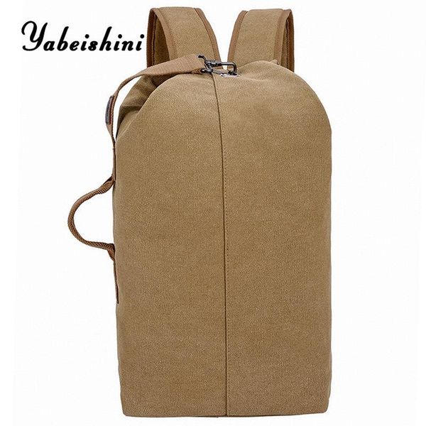

backpack man travel large capacity mountaineering hand bag canvas bucket shoulder bags men notebook backpacks