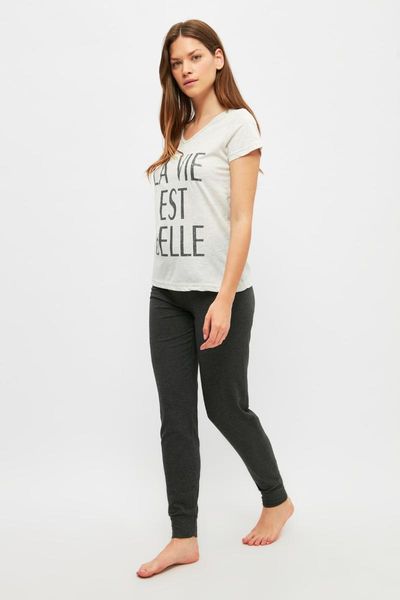 

men's sleepwear trendyol tagline knitted pajamas set thmss21pt1503, Black;brown