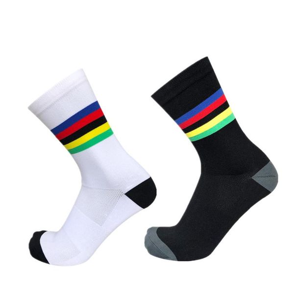 

sports socks rainbow cycling men outdoor sport professional competition bike calcetines ciclismo hombre, Black