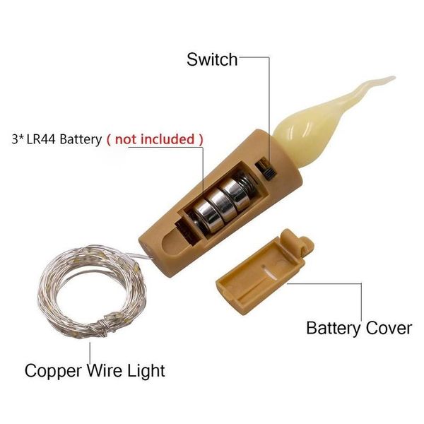 

90cm 200cm flameless candle wine bottle cork led string lights christmas copper wire bottle lights for party wedding de jlluhj