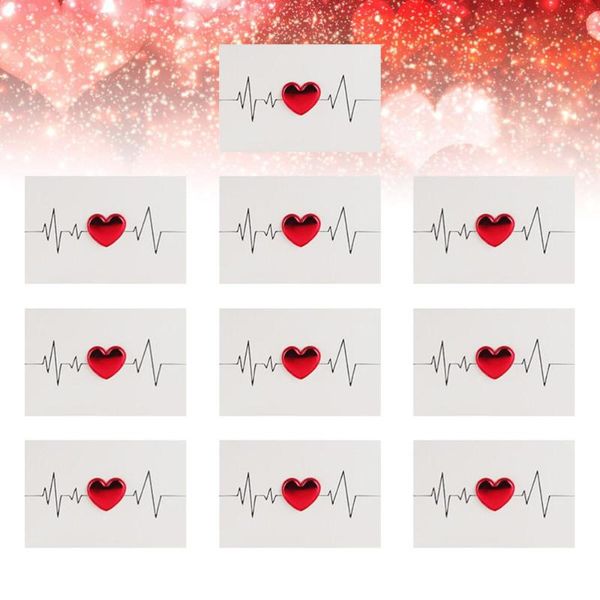 

greeting cards 10pcs love valentine lovers blessing souvenir heart shaped designed without envelope (electrocardio pattern)