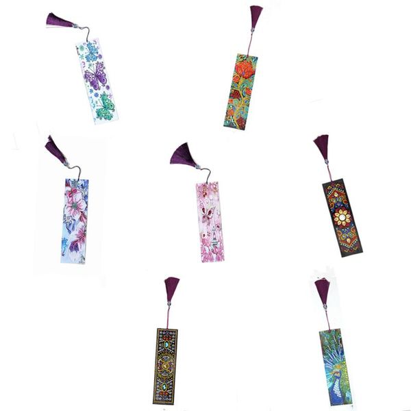 

diamond painting 5d diy special shaped butterfly peacock flower leather bookmark tassel marks book page christmas kids gift