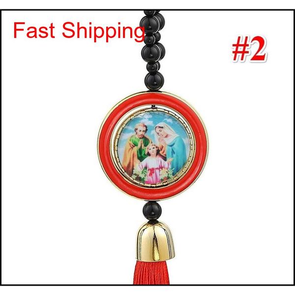 

religious accessories car interior rear-view mirror decorative heart shape enamel jesus red long tassel hanging pe qylccn homes2007, Silver