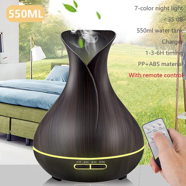 

humidifiers 550ml wood grain essential oil diffuser ultrasonic air humidifier aromatherapy led light