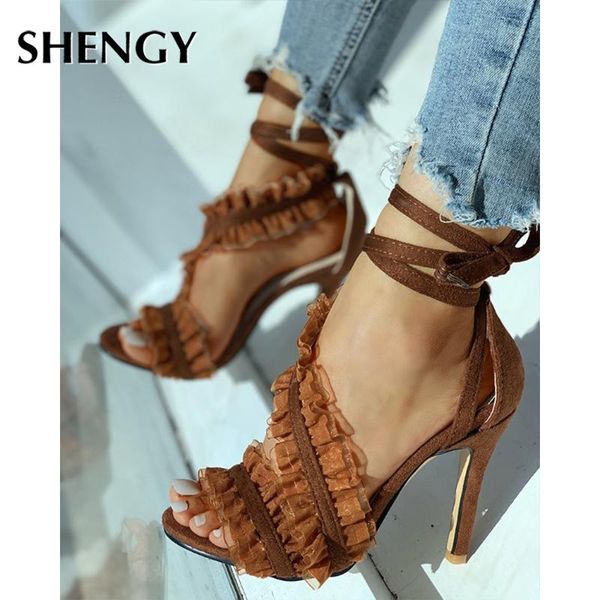 

dress shoes 2021 summer lace up women sandals high heels open toe party ankle strap black stiletto gladiator ladies