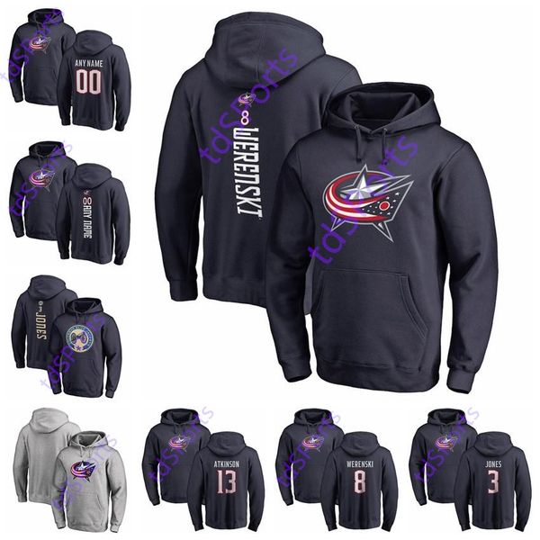 

columbus blue jackets pullover hoodie david savard alexandre texier vladislav gavrikov gustav nyquist riley nash hockey hoodie custom stitch, Black;red