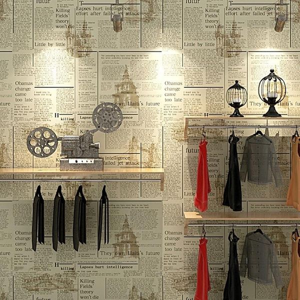 

wallpapers spaper wallpaper english letters nostalgic fashion shop decoration barber clothing study old