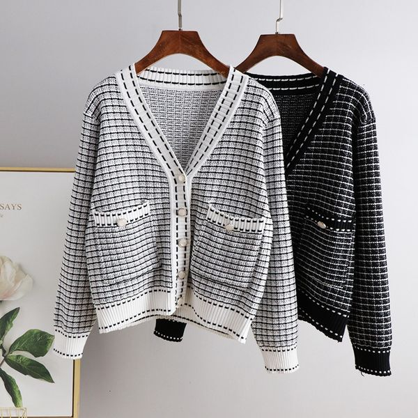 

fashion new 2021 spring autumn women knitted with pocket outwear female sweater cardigan for 7q6j, White;black