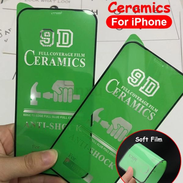 

9d full glue cover soft ceramic film for iphone 12 mini 11 pro xr xs max x 8 7 6s plus se2020 anti-shock screen protector
