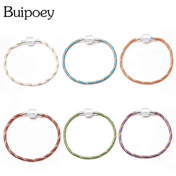 

charm bracelets buipoey green red white blue purple single circle metal bracelet bangle beads accessories basic chain, Golden;silver