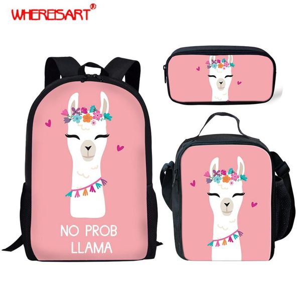 

school bags whereisart for teenage girls cute alpaca animal print backpacks children multipurpose bookbag mochila escolar