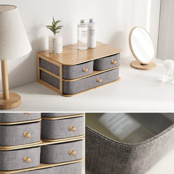 

storage drawers oxford fabric 3 layers drawer bamboo box finely polished frame with clear texture cosmetic organizer home office